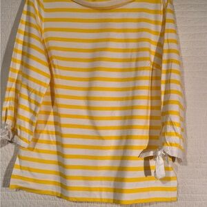 Talbots Yellow & White Striped Women’s Tie-Sleeve Top